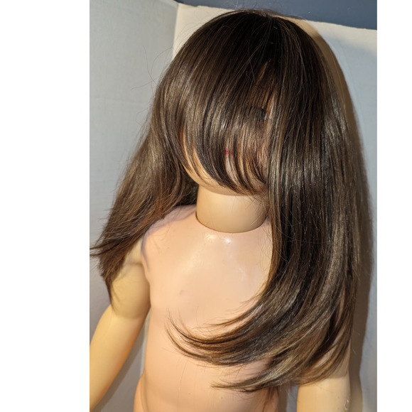Dark Brown Medium Length Layers Shag Flicked Style Wig Synthetic Women Tags - Picture 1 of 12